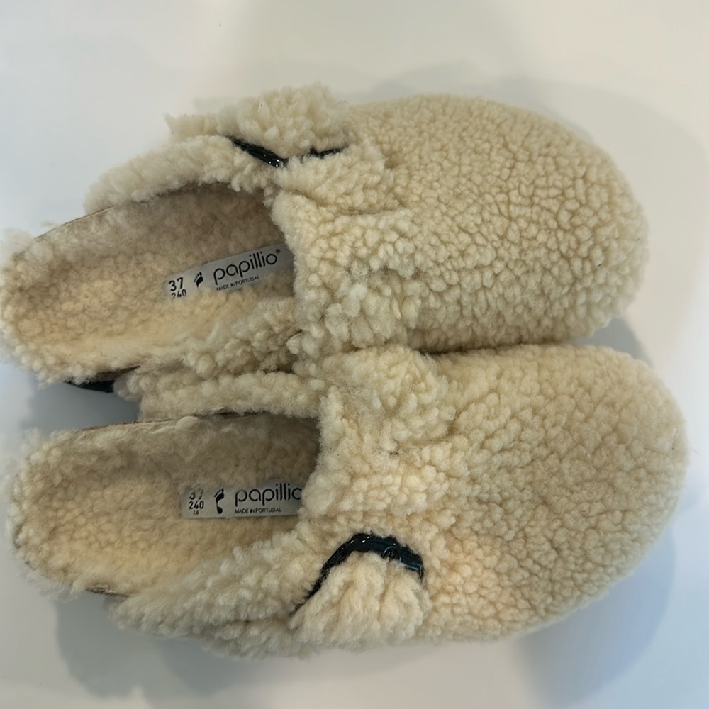 Birkenstock Boston Platform Big Buckle Teddy Eggshell Shearling